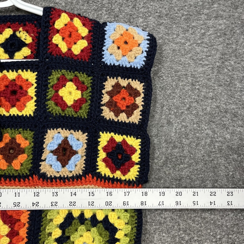 Vintage Handmade Granny Square Crochet Tank Top Women's Small Hippie Colorblock - Picture 7 of 10